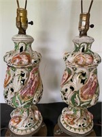 Pair Porcelain Capodimonte Table Lamps