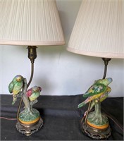Pr. Vtg Parakeet Figural Lamps. Made USA