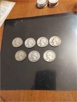 7 silver quarter's 1942 43 43 45 46 49 54