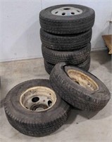 (S) Misc Lot of Tires with Rims for Dually.