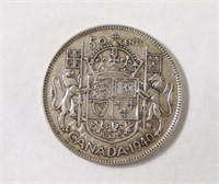 1940 Canadian Silver George 50 Cent Coin