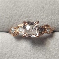 10K Rose Gold Morganite 1ct Diamond Ring