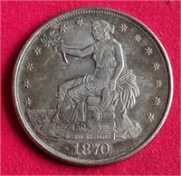 1870 Seated Liberty Silver Dollar Carson City