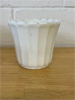 Vintage Milk Glass Flower Pot/Vase-Scalloped Rim