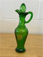VINTAGE Avon Emerald Green Glass Cruet W Stopper