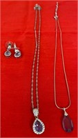 375 - PAIR OF EARRINGS & 2 NECKLACES (S23)