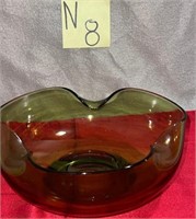 403 - VINTAGE GREEN GLASS BOWL 4X9" (N8)