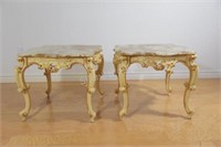 Gold Gilt Marble End Tables in a Baroque Finish