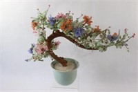 Vintage Glass Flowering Bonsai Tree Arrangement