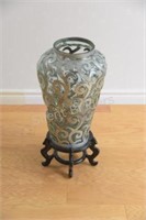 Decorative Scroll & Glass Floor Vase