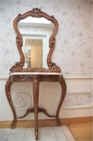 Baroque Style Carved Fruitwood & Marble Set