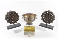 Decorative Mantel Sculptures, Silver Plate Bowl