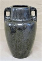 Fulper Black Crystalline Frothy Vase.