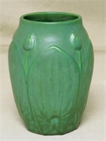 Hampshire Pottery Water Lilly Motif Vase.