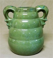 Fulper Cucumber Crystalline Ribbed Beehive Vase.