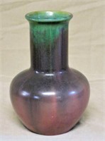 Fulper Green Crystalline over Rose Flambe Vase.