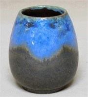 Fulper Mirror Blue over Matte Brown Vase.