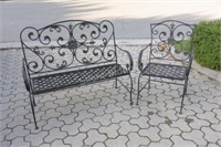 Wrought Iron Decorative Love Seat & Chair