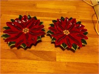 Poinsettia trinket dishes candy bowls