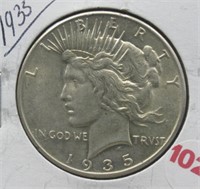 1935 Peace Silver Dollar.