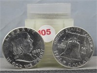 (20) 1963 Franklin UNC/BU 90% Silver Half
