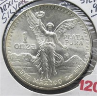1983 Mexico One Onza .999 Silver.