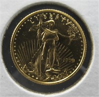 1999 USA $5 1/10 Ounce Fine Gold.