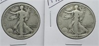 (2) Walking Liberty Silver Half Dollars. Dates: