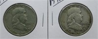 (2) Franklin Half Dollars. Dates: 1948, 1948-D.
