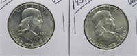 (2) 1957-D UNC Franklin Half Dollars.