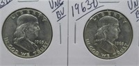 (2) 1963-D BU/UNC Franklin Half Dollars.