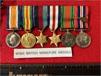 WWII BRITISH MINIATURE MEDALS/ RIBBONS