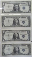 (4) Series of 1957A Crisp $1 Silver Certificates.