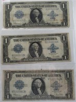 (3) Series of 1923 Horse Blanket $1 Silver