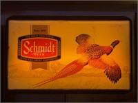 Schmidt Beer pheasant lighted sign 13“ x 21“