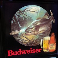 Lighted Budweiser largemouth bass sign 18“ x