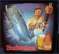 Lighted Budweiser Tarpon fisherman sign 18“ x 18“