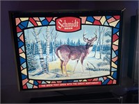 Lighted Schmidt beer white tail deer sign 20“ x