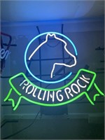 Rolling rock lighted sign approx 22 x 25