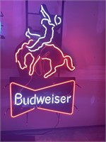 Budweiser bucking cowboy lighted neon motion sign