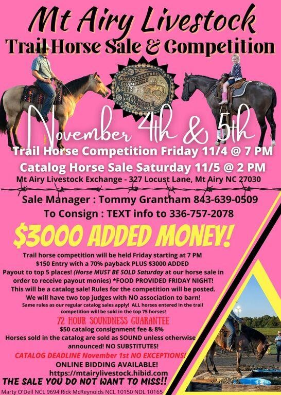 Trail Horse Special "November 5th Catalog Horse & Tack Sale"