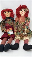 Large Raggedy Ann & Raggedy Andy Stuffed Dolls