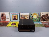Record Player & Assorted Record Albums