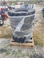 Pallet of 4 Solid Skid Steer Tires