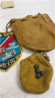 Leather Bags, 4 lead shot, Coast Guard Patch