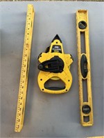 100' TAPE MEASURE & 2  STANLEY 24" LEVELS