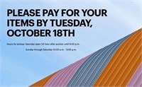 PLEASE PAY FOR YOUR ITEMS BY TUESDAY, OCTOBER 18TH