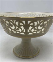 Lenox Gold Trimmed Fruit Bowl. 6” tall 8” wide