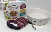 5 pack Benefil Meals, water bowl and retractable
