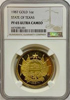 1987 Gold 1oz State of Texas PF-65 Ultra Cameo